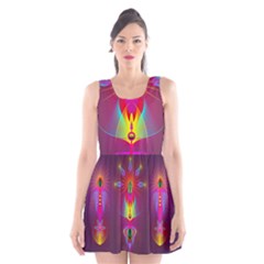 Abstract Bright Colorful Background Scoop Neck Skater Dress by Nexatart