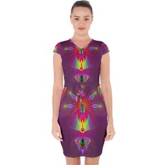 Abstract Bright Colorful Background Capsleeve Drawstring Dress  by Nexatart