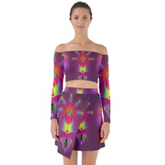 Abstract Bright Colorful Background Off Shoulder Top With Skirt Set