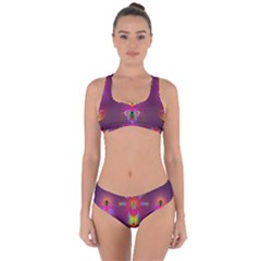 Abstract Bright Colorful Background Criss Cross Bikini Set