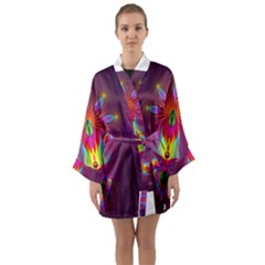 Abstract Bright Colorful Background Long Sleeve Kimono Robe