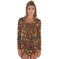 Pattern Background Ethnic Tribal Long Sleeve Hooded T-shirt by Nexatart