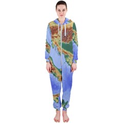 Italy Alpine Alpine Region Map Hooded Jumpsuit (ladies)  by Nexatart