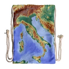 Italy Alpine Alpine Region Map Drawstring Bag (large) by Nexatart