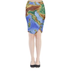 Italy Alpine Alpine Region Map Midi Wrap Pencil Skirt by Nexatart