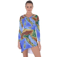 Italy Alpine Alpine Region Map Asymmetric Cut-out Shift Dress by Nexatart