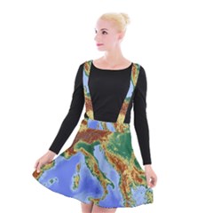 Italy Alpine Alpine Region Map Suspender Skater Skirt by Nexatart