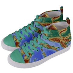 Italy Alpine Alpine Region Map Women s Mid-top Canvas Sneakers