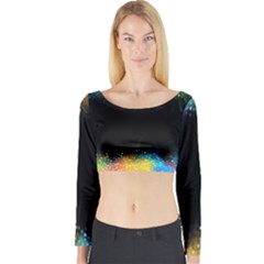 Frame Border Feathery Blurs Design Long Sleeve Crop Top by Nexatart