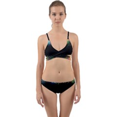 Frame Border Feathery Blurs Design Wrap Around Bikini Set