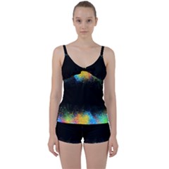 Frame Border Feathery Blurs Design Tie Front Two Piece Tankini by Nexatart