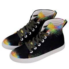 Frame Border Feathery Blurs Design Men s Hi-top Skate Sneakers