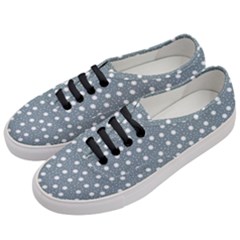 Floral Dots Blue Women s Classic Low Top Sneakers