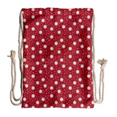 Floral Dots Red Drawstring Bag (large) by snowwhitegirl