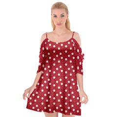 Floral Dots Red Cutout Spaghetti Strap Chiffon Dress by snowwhitegirl