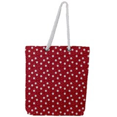 Floral Dots Red Full Print Rope Handle Tote (large) by snowwhitegirl