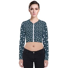 Floral Dots Teal Bomber Jacket