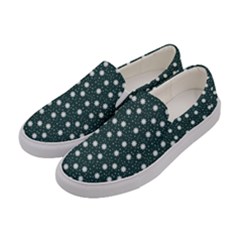 Floral Dots Teal Women s Canvas Slip Ons by snowwhitegirl