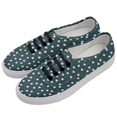 Floral Dots Teal Women s Classic Low Top Sneakers