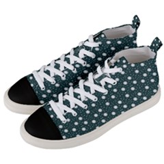 Floral Dots Teal Men s Mid-top Canvas Sneakers