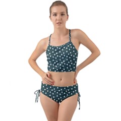 Floral Dots Teal Mini Tank Bikini Set