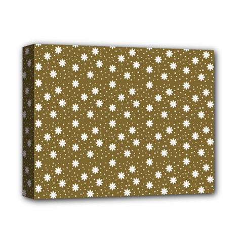 Floral Dots Brown Deluxe Canvas 14  X 11  by snowwhitegirl