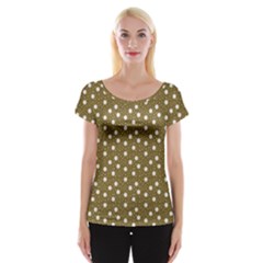 Floral Dots Brown Cap Sleeve Tops by snowwhitegirl