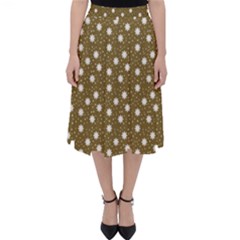 Floral Dots Brown Folding Skater Skirt