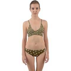 Floral Dots Brown Wrap Around Bikini Set