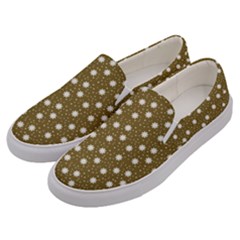 Floral Dots Brown Men s Canvas Slip Ons