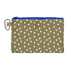 Floral Dots Brown Canvas Cosmetic Bag (large)