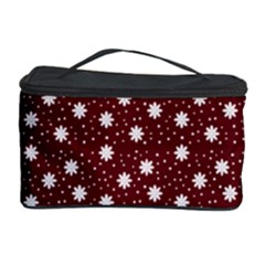 Floral Dots Maroon Cosmetic Storage Case by snowwhitegirl