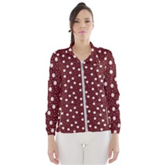 Floral Dots Maroon Wind Breaker (women) by snowwhitegirl