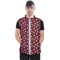 Floral Dots Maroon Men s Puffer Vest by snowwhitegirl