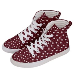 Floral Dots Maroon Men s Hi-top Skate Sneakers