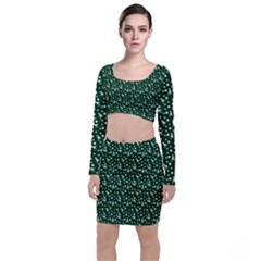 Dinosaurs Green Long Sleeve Crop Top & Bodycon Skirt Set