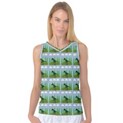 Dino In The Mountains Blue Women s Basketball Tank Top by snowwhitegirl