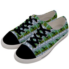 Dino In The Mountains Blue Men s Low Top Canvas Sneakers