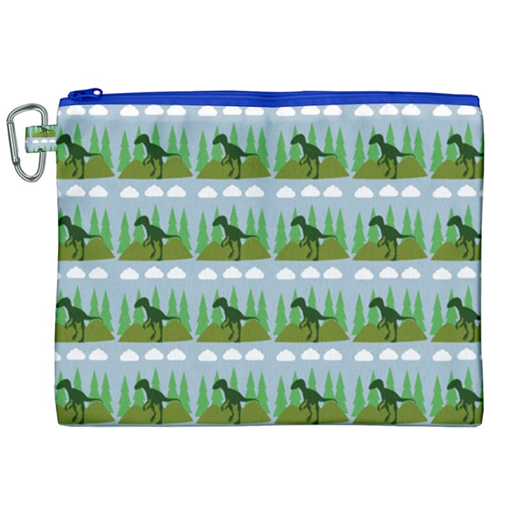 Dino In The Mountains Blue Canvas Cosmetic Bag (XXL)