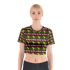 Dino In The Mountains Red Cotton Crop Top by snowwhitegirl