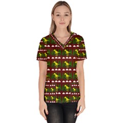 Dino In The Mountains Red Scrub Top by snowwhitegirl