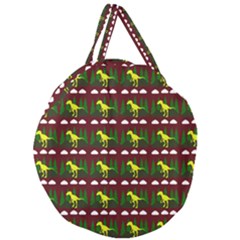 Dino In The Mountains Red Giant Round Zipper Tote by snowwhitegirl