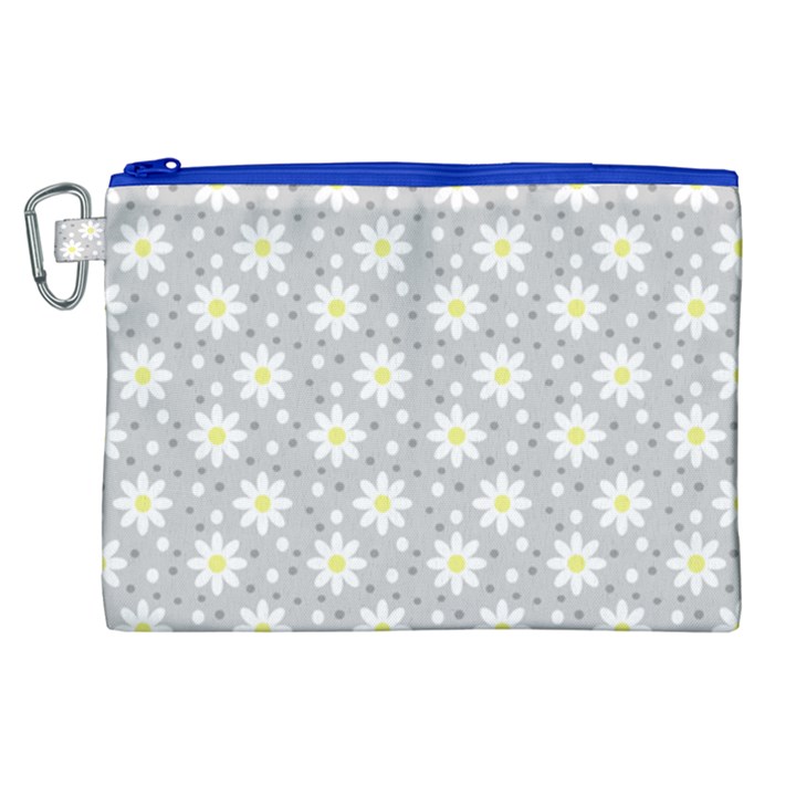 Daisy Dots Grey Canvas Cosmetic Bag (XL)