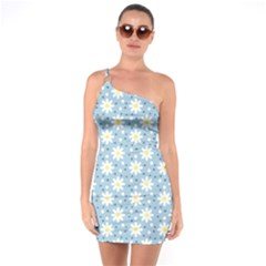 Daisy Dots Light Blue One Soulder Bodycon Dress by snowwhitegirl