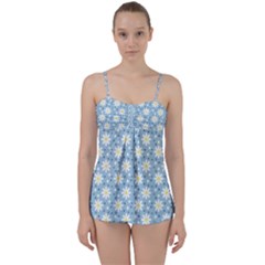 Daisy Dots Light Blue Babydoll Tankini Set by snowwhitegirl