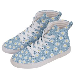 Daisy Dots Light Blue Men s Hi-top Skate Sneakers