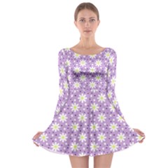 Daisy Dots Lilac Long Sleeve Skater Dress by snowwhitegirl