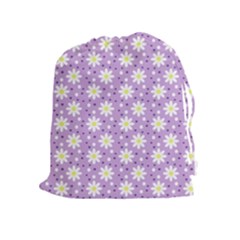 Daisy Dots Lilac Drawstring Pouches (extra Large) by snowwhitegirl