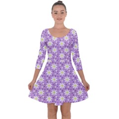 Daisy Dots Lilac Quarter Sleeve Skater Dress by snowwhitegirl