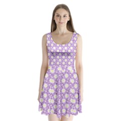 Daisy Dots Lilac Split Back Mini Dress  by snowwhitegirl